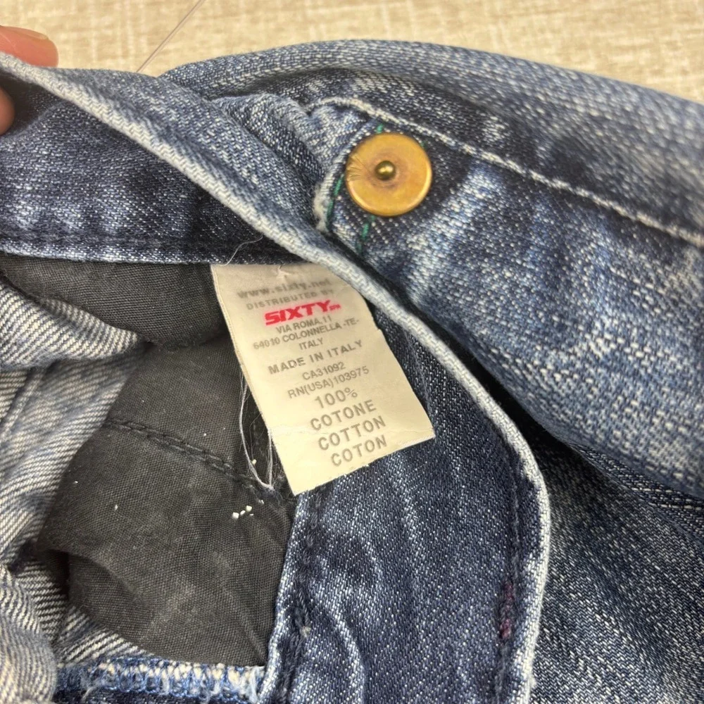 Energie Mens Vintage Y2K Distressed Jeans Italy Sixty SPA Blue Straight 32x28